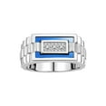 thumbnail image 1 of RYLOS Men's Rings 14K Yellow Gold Designer Ring With Diamonds and Blue Quartz Rings For Men Size 8, 1 of 6