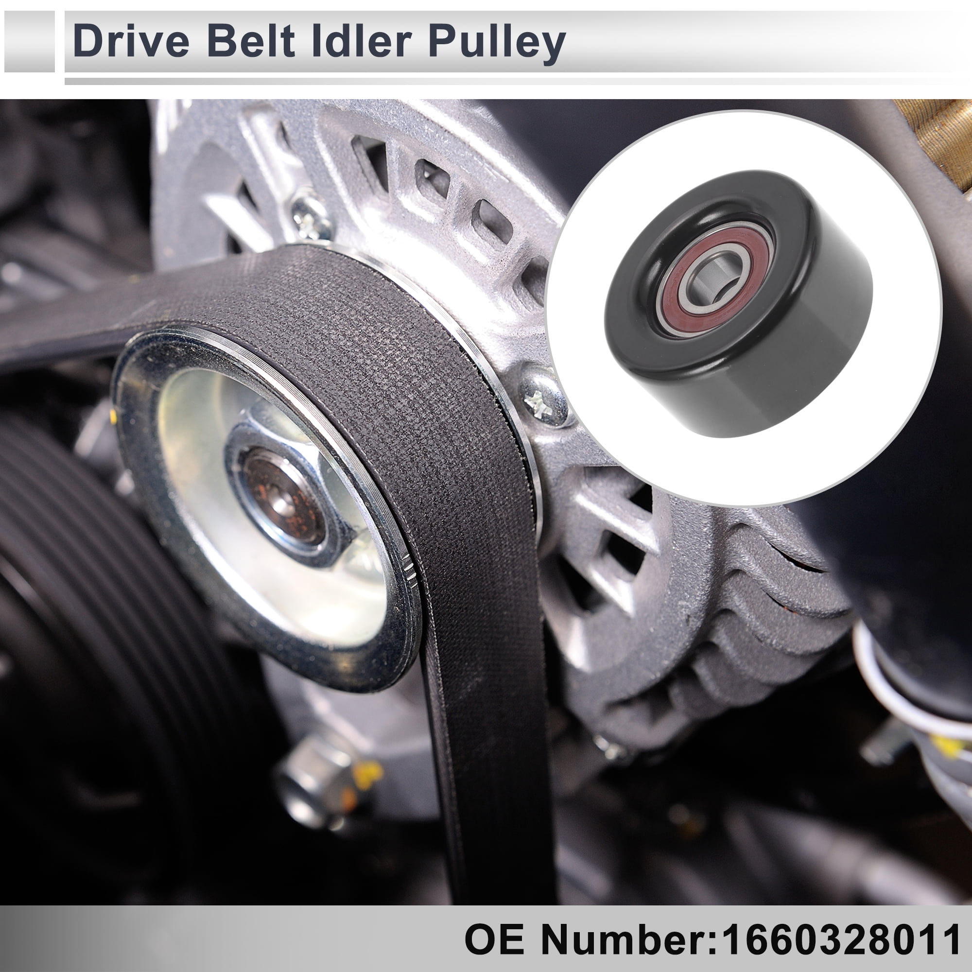 Unique Bargains Drive Belt Idler Pulley for Toyota Camry 2003-2018 Serpentine Tensioner Pulley Idler  No.1660328011 Steel Black 1 Pcs