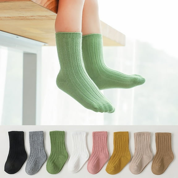 Hwmodou Childrens Socks Boys Girls Socks Double Needle Mid Calf Baby Baby Solid Color Socks Stretchy Thermal Fashion,0M-5Y