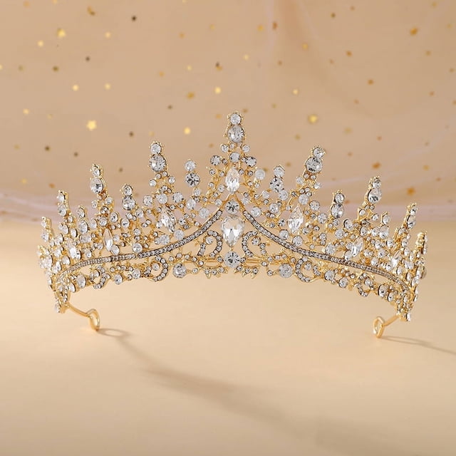 Nvzi Tiara de boda para novia, diadema de princesa, corona de novia, joyería para el cabello con diamantes de imitación de cristal,graduación, boda, fiesta de disfraces (blanco)
