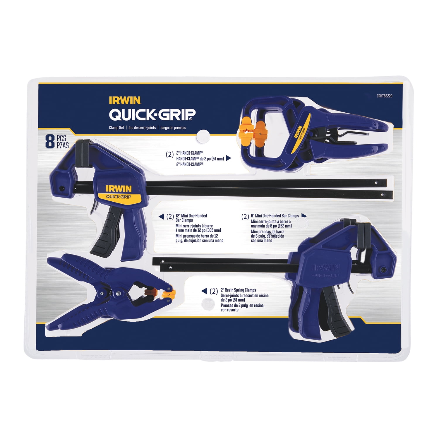 IRWIN QUICK-GRIP 8-Piece Clamp Set for Woodworking
