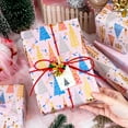 thumbnail image 5 of HOMERAL Christmas Wrapping Paper Roll - Pink Gift Wrap with Christmas Trees, Branches, Snowflakes - Perfect for Christmas - 17 Inch X 33 Feet, 5 of 7