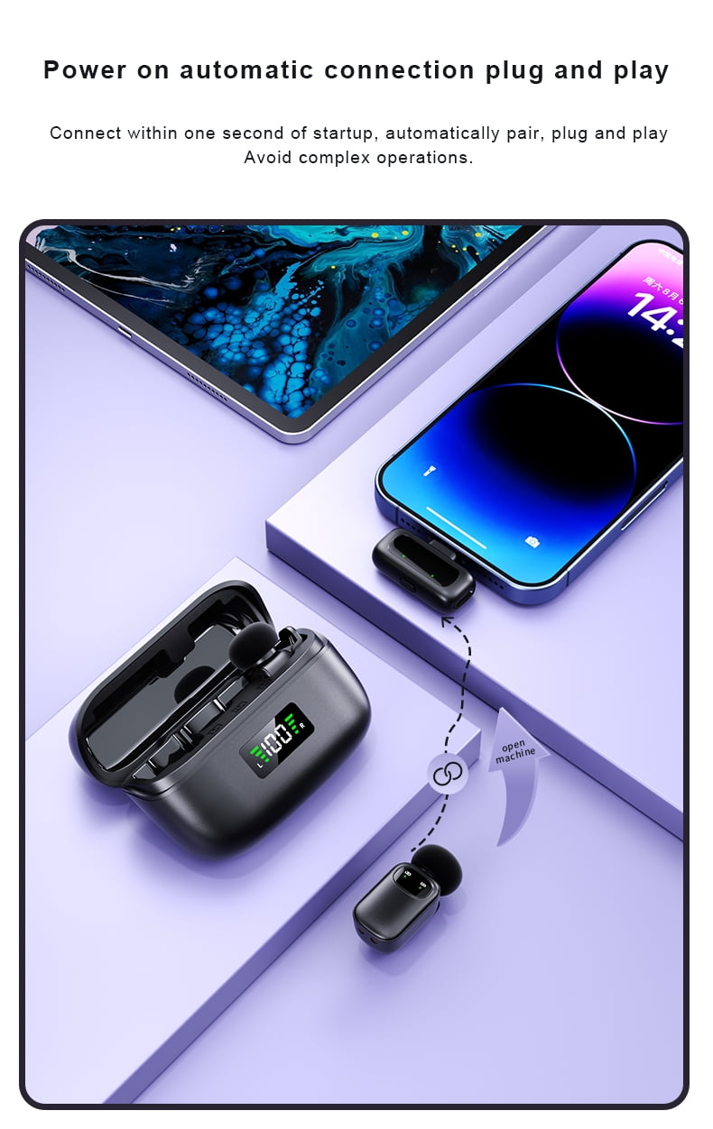 Wireless Lavalier Microphone for Dual-Person Use | Crystal-Clear Audio | Plug & Play | Noise Reduction | 30m Range | 6H Battery