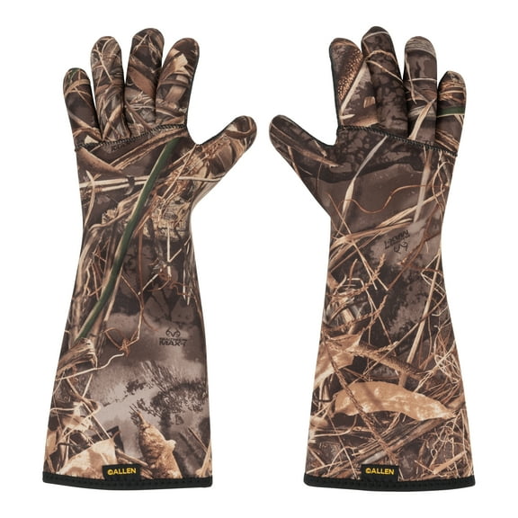 Allen Company Neoprene Waterfowl Gloves 18in 2-Pack - Water-Resistant Extended Coverage - Realtree Max-7