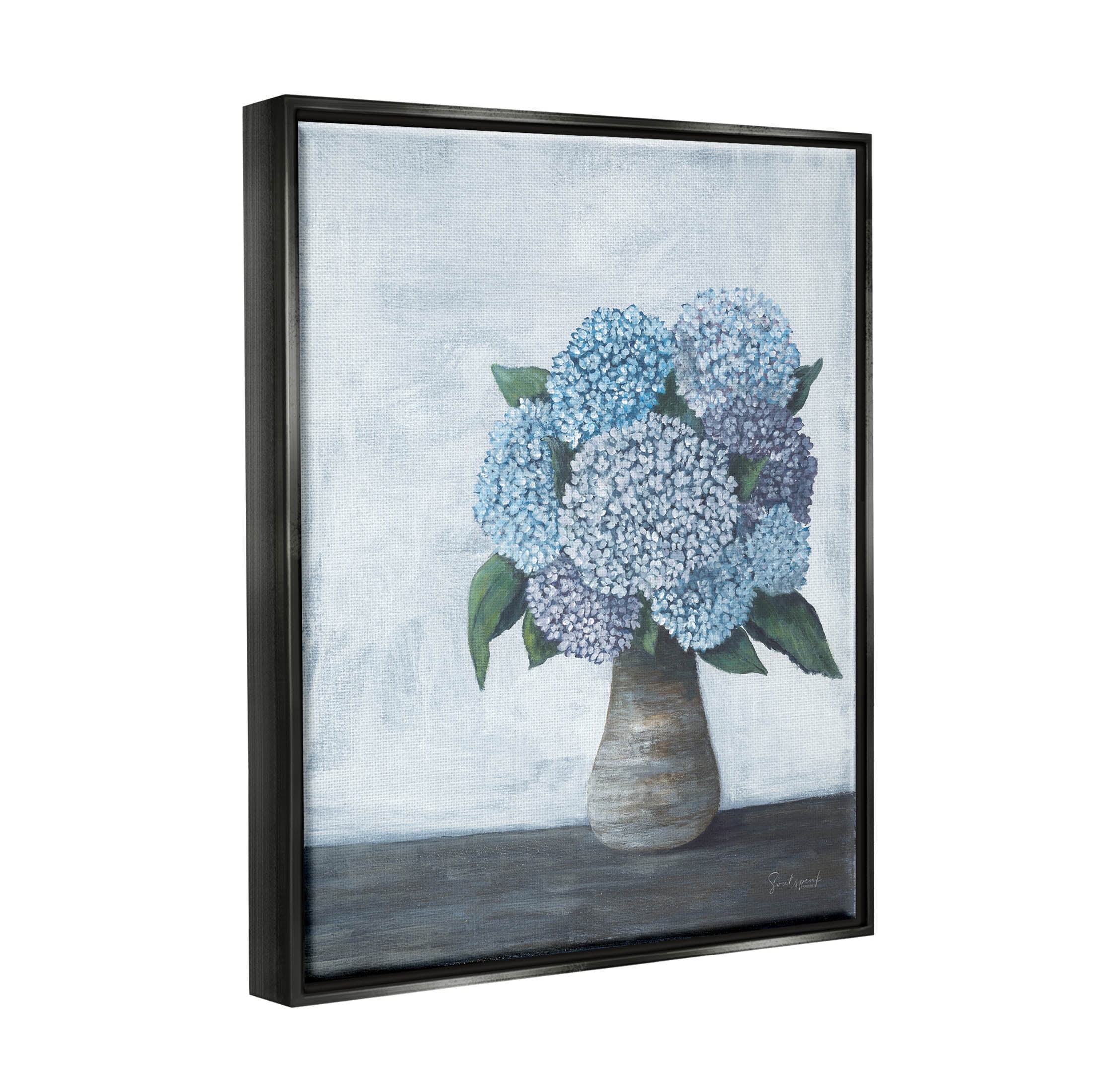 Stupell Industries Traditional Hydrangea Bouquet Painting Jet Black Floating Framed Canvas Print Wall Art, Design by Soulspeak & Sawdust