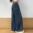 thumbnail image 6 of CAUYDY Jeans for Girls Baggy High Waist Wide Leg Denim Pants Cute Star Print Y2k Kids Trousers with Pockets Sizes 7-9 Years, 6 of 7