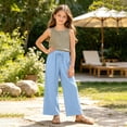 thumbnail image 2 of Girls Wide Leg Sweatpants Textured Cotton Joggers High Waist Loose Pockets Soft Casual Sport Pants Baggy Causal Open Bottom, 2 of 9
