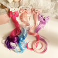 thumbnail image 3 of Girls Wig Braid Bowknot Colorful Gradient Wig Hairpin For Kids Headwear, 3 of 3