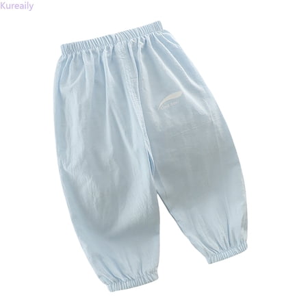 Kureaily Kids And Linen Pants With Elastic Waist Long Pants Skin Friendly For Active Boys & Girls/ 4-5 Years/ Little Kid (Green)