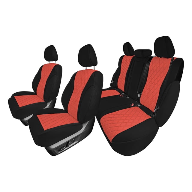 Pour 2020-2024 Nissan Rogue S SV SL Platinum Éd. Minuit FH Group Housses de Sièges d'Auto sur Mesure en Néoprène Imperméables Rouges - Ensemble Complet
