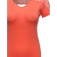 thumbnail image 3 of FashionOutfit Women's Plus Size Back Lace V-Neck Tee Shirt, 3 of 3