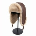 thumbnail image 5 of Winter Aviator Trapper Hat PU Leather Pilot Cap with Ear Flaps Warm Lined Unisex, 5 of 8