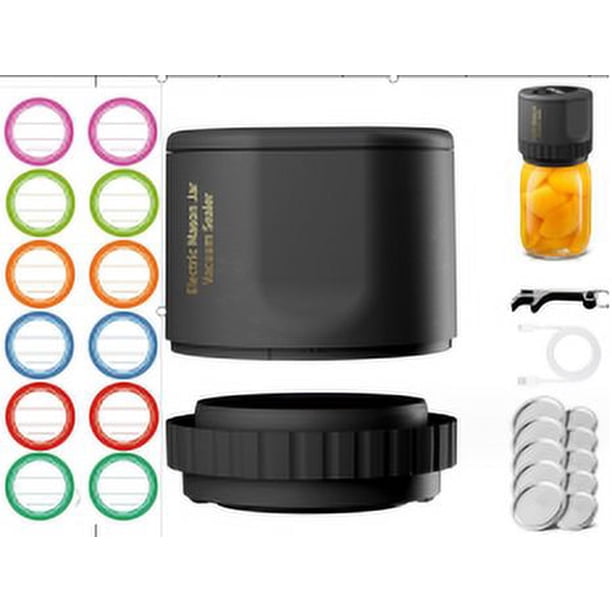 Kit de sellador al vacío eléctrico para tarros Mason, máquina selladora al vacío para conservas BloomRun con 10 tapas para tarros y abridor para almacenar alimentos secos y húmedos