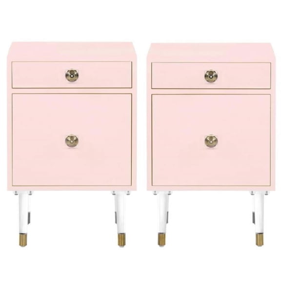 Home Square Lia Accent Table in Matte Pink & Acrylic - Set of 2