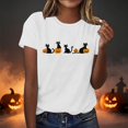 thumbnail image 2 of Htigea Womens Halloween T Shirts Pumpkin Black Cats Graphic Short Sleeve Tees Casual Loose Fit Pullover Cute Holiday Party Tops 01#White XL, 2 of 9