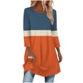 thumbnail image 2 of Agkizg Womens Fall Clothing Plus Size Womens Tops Long Sleeve Blouses Print 3/4 Sleeve Long Length Curved Hem Top for Women Casual Fashion Fall Outfits XXL, 2 of 5