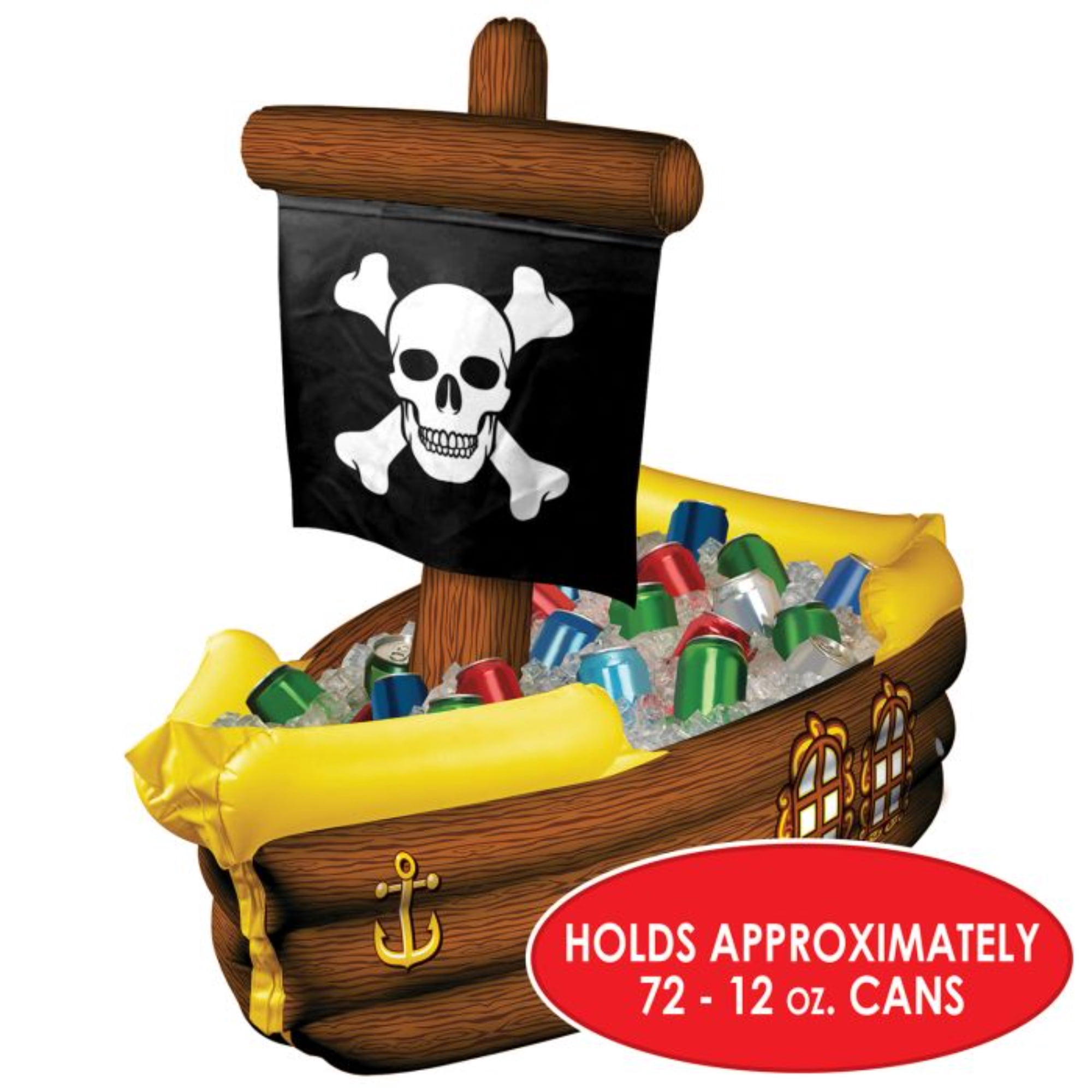 Beistle Inflatable Pirate Ship Coolers - 33" - Brown and Yellow