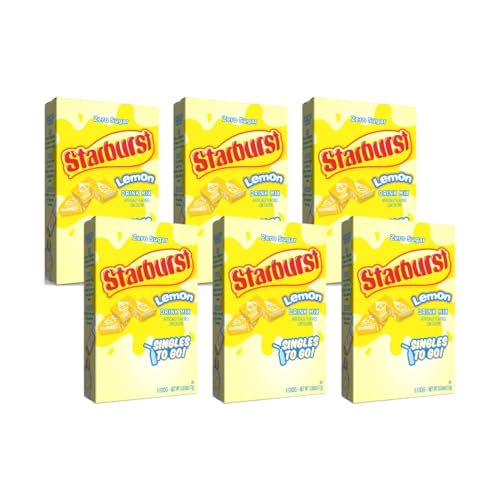 Starburst Singles To Go Zero Sugar Drink Mix, Lemon, 6 CT Per Box (Pack of 6)