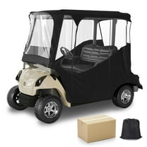 Club Car DS Precedent 2-Passenger Golf Cart Enclosure, 600D Oxford Extended Roof with Roll-Up & Removable Windshield, Black
