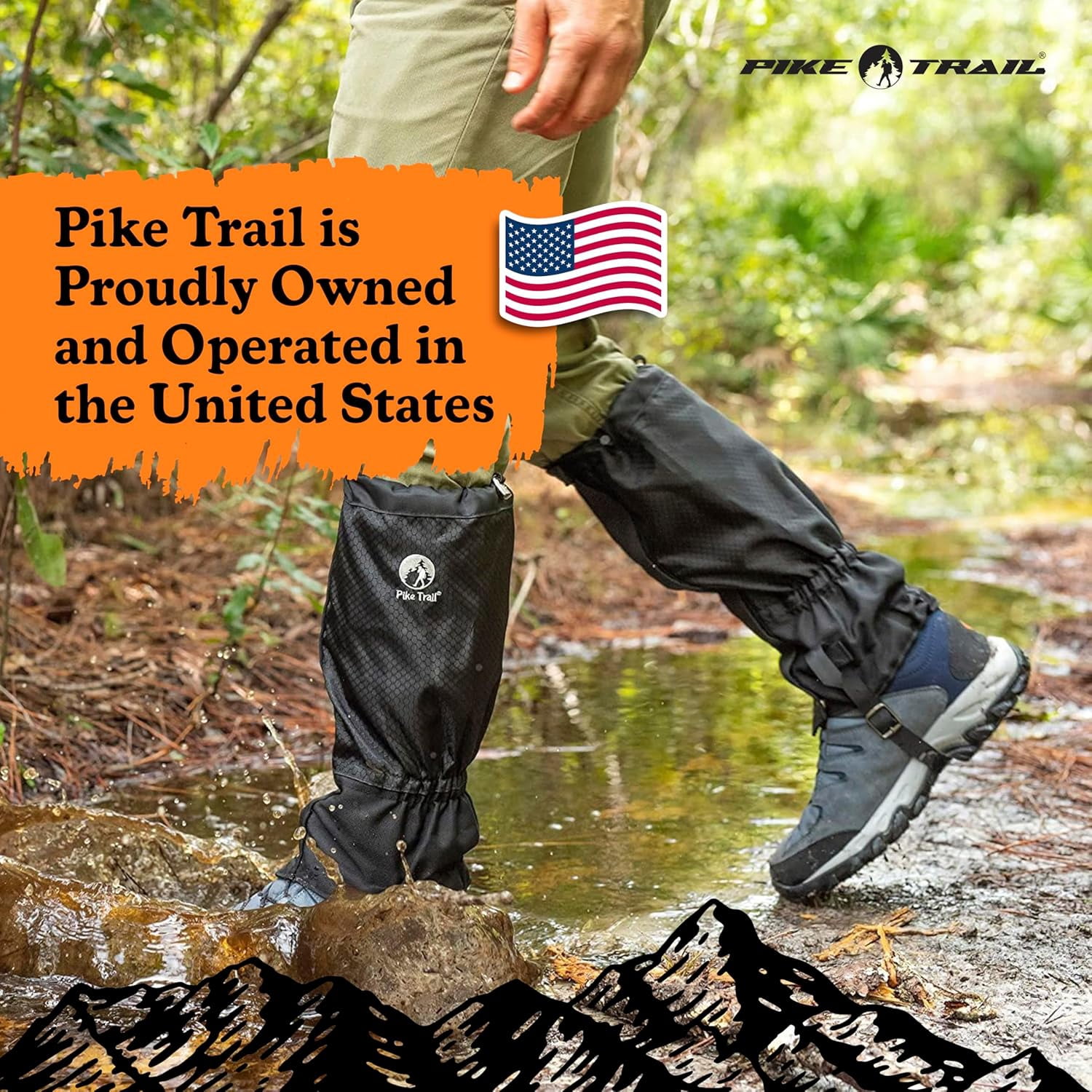 Pike Trail Adjustable Leg Gaiters - Lightweight, Waterproof - Leg Guards for Men & Women - Hiking Essentials Ideal for Hunting, Trekking & Fishing - Overcast Gray - 1 Pair