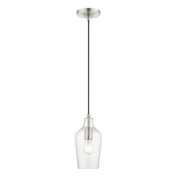 41240-91 Livex Lighting Avery - 1 Light Mini Pendant In Transitional Style-16 Inches Tall and 5.25 Inches Wide-Brushed Nickel Finish    -Traditional