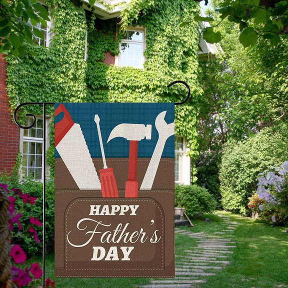 koolsoo Happy Father's Day Garden Flag Welcome Yard Flag Home Decoration Outside Double Sided Banner Dad Gift for Porch, Patio, Lover A