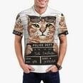 thumbnail image 1 of Xecao Cat Holding Mugshot Sign Pattern Men’s Polo Shirt with Buttoned Collar Soft Breathable Casual Polo Shirt for Work, Leisure, and Outdoor Activities-Small, 1 of 6