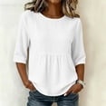 thumbnail image 3 of Maplenight Peplum Blouses for Women Cotton Crew Neck Half Sleeve Tops Office Casual Work Summer Shirts, 3 of 5