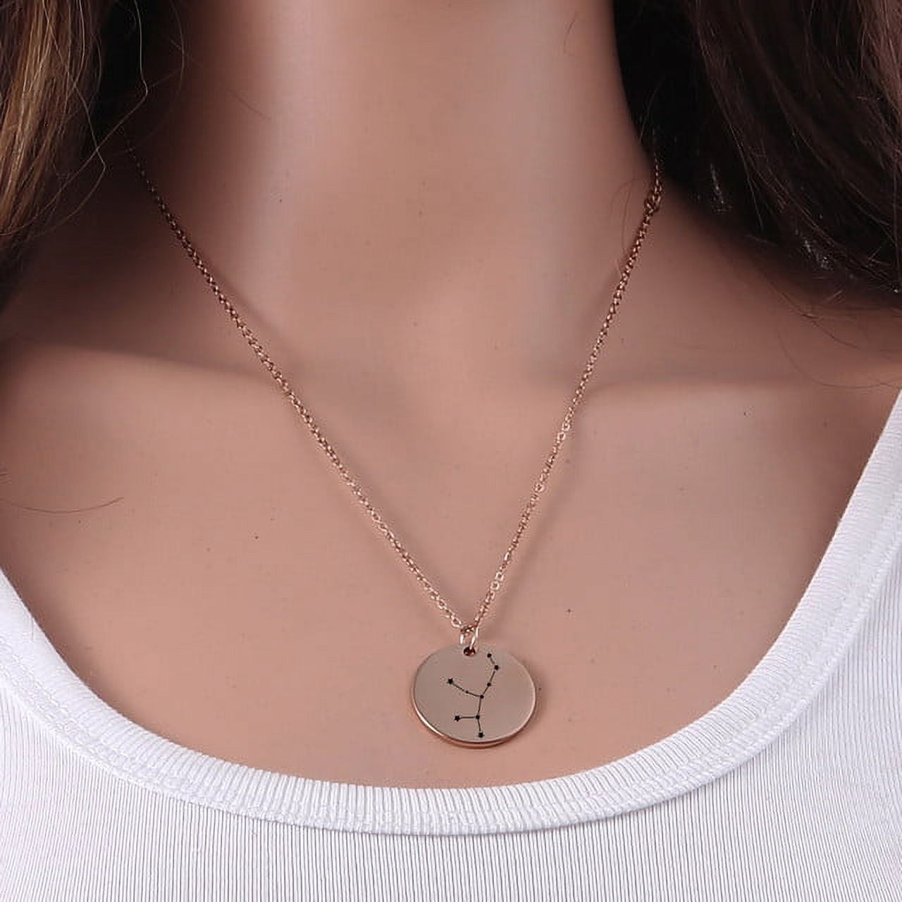 Zodiac Jewelry - Horoscope Constellation Necklace - Zodiac Birthday Gift with Back Can Engraved Name - Zodiac Gift for Girl