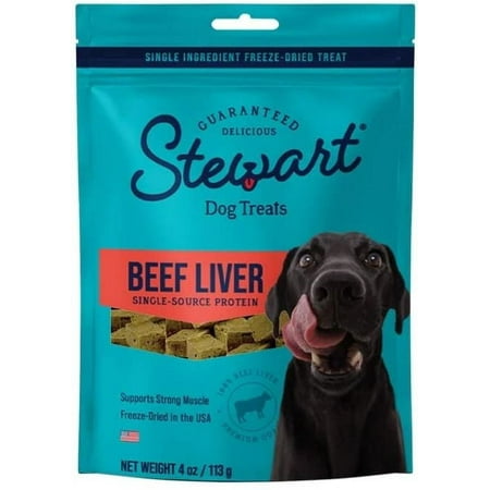 Stewart Freeze Dried Beef Liver Treats Resealable Pouch [Dog, Treats Packaged] 4 oz
