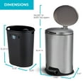 thumbnail image 4 of Home Zone Living 3 Gallon Kitchen Wastebasket, Stainless Steel, 12 Liter, 4 of 8