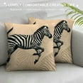 thumbnail image 3 of Designer Animal Print Velvet Throw Pillow CoverLight Yellow Checkered Zebra Pattern,Decorative Square Pillowcases Cushion for Bed Living Room Outdoor Car,, 3 of 5