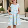thumbnail image 2 of Robe à Manches Courtes pour Filles avec Imprimé Tissu Doux Col Rond Coupe Décontractée avec Poches Latérales pour Enfants Usage Quotidien, 2 of 4