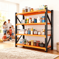 thumbnail image 4 of Welfiya 4-Tier Garage Storage Shelves,79"H Heavy Duty Garage Shelving Unit,Adjustable Industrial Metal Shelf System,4500lbs Capacity,Tool Organizer for Garage,Workshop,60"W x 20"D x 79"H,Black&Orange, 4 of 11