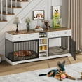 thumbnail image 2 of 82 inches Dog Crate Furniture for 2 Dogs, Double Dog Crate with 4 Drawers and Storage Shelves, Wooden Heavy Duty Dog Kennel Furniture TV Stand for Large Medium Dogs, 2 of 7