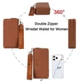 thumbnail image 3 of Wrangler Women Large Wallet Double Zip Wristlet RFID Phone Clutch Purse with Wrist Strap, Brown, 3 of 7