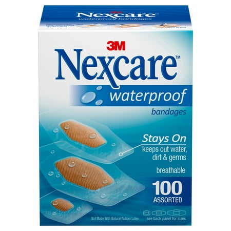 Nexcare Waterproof Assorted Bandages, 100ct