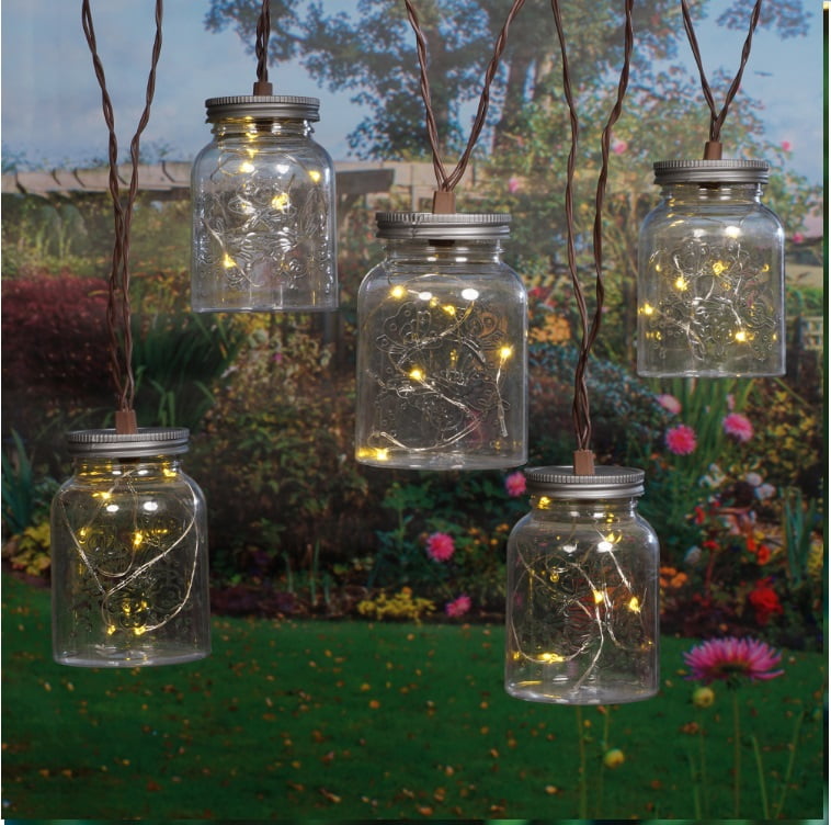 Mainstays Solar Led Mason Jar Outdoor String Light Outdoor Lighting Ideas