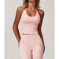 thumbnail image 5 of Women'S Strappy Halter Back Sports Bra with Removable Pads Fitness Yoga Tank Top Slim Fit Peach Pink M, 5 of 10