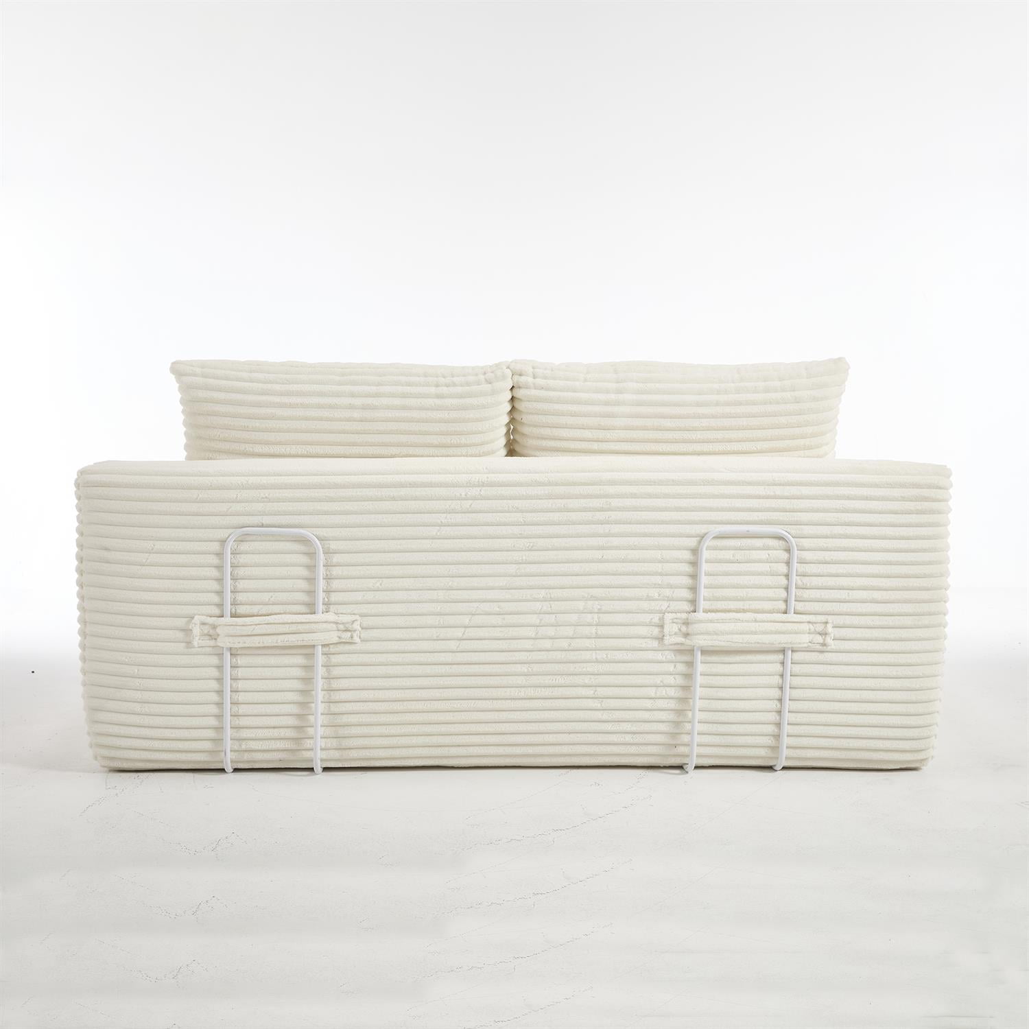 Demi Bonn 72" Cozy Loveseat Sofa Bed with Memory Foam & Sturdy Steel Frame, No Assembly Needed, Convertible 2-in-1 Couch for Small Spaces, Apartments, White