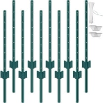 VEVOR 3 Feet Fence Post, 10 Pack U-Channel Heavy Duty Metal Fence Posts, Sturdy Steel Fence Stakes for Garden Yard, Lawn, Farms and Outdoor Wire Fencing, Green