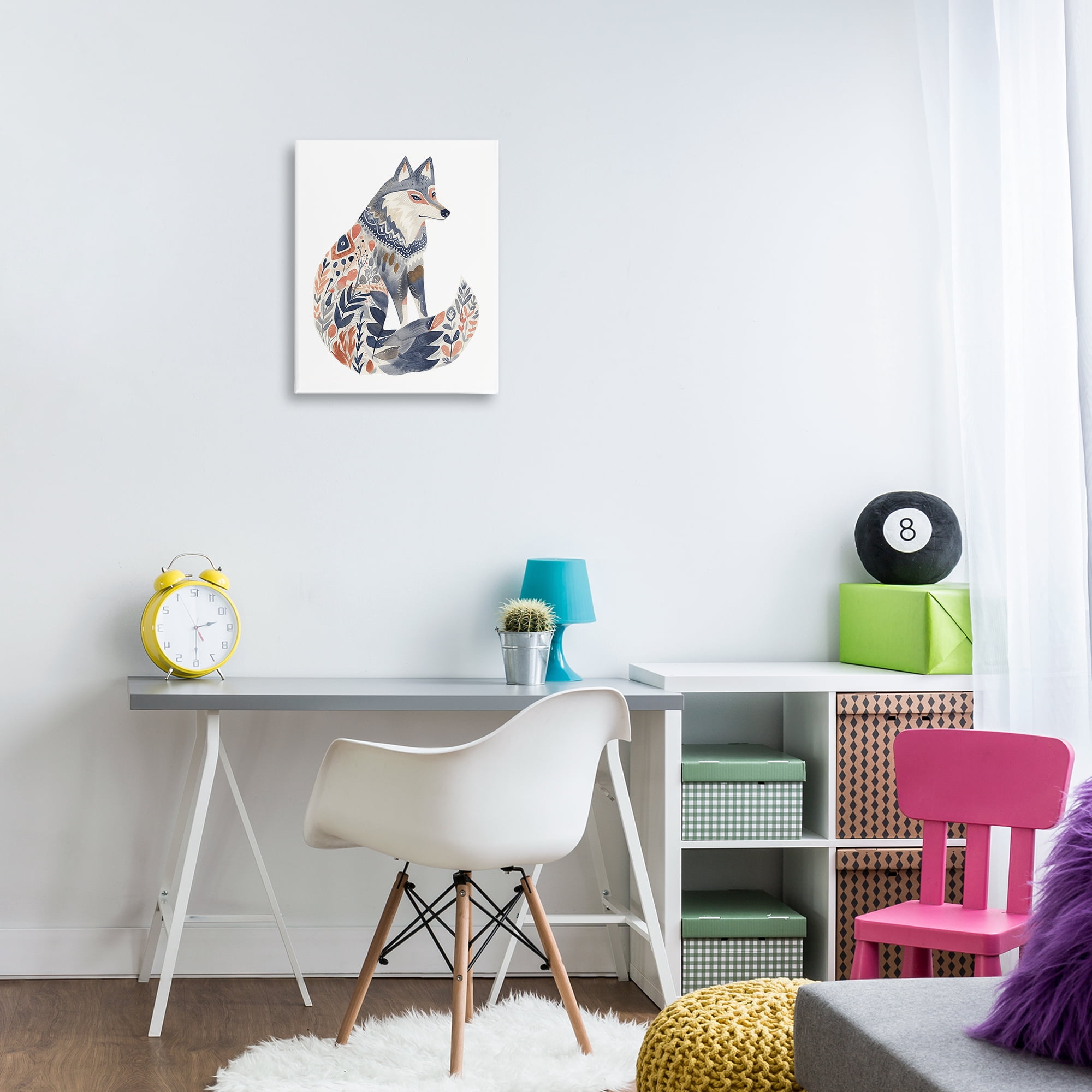 Stupell Industries Scandinavian Style Wolf Animals Painting Wrapped Canvas Art Print Wall Art, 16 x 20