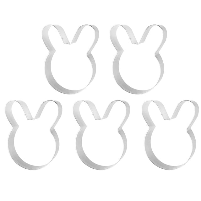 5 moldes cortadores de galletas con forma de conejo de acero inoxidable para frutas, moldes para hornear, suministros para el hogar, la cocina y la panadería.