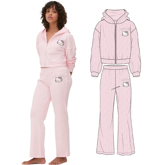 Hello Kitty Womens Velvet Feel Straight Leg Tracksuit