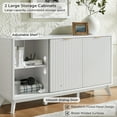 thumbnail image 6 of OKD 60" Fluted Wood Dresser with Sliding Doors and 4 Drawers, Modern Chest with Faux Marble Top, Chest of Drawers for Bedroom, Living Room, Solid White, 6 of 7