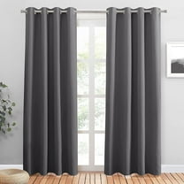 EnjinZZ Blackout Curtains for Bedroom 80 inch Long 2 Panels Set, Thermal Insulated Drapes Noise Reducing Solid Grommet Top Window Curtains for Home Decoration and Doorway, W55 x L80 inch, Grey