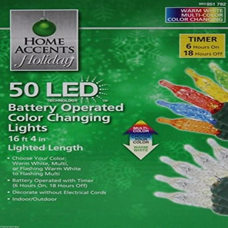 UPC 029944491330 product image for Home Accents Holiday Party 50 LED Battery Operated Color Changing Lights with Ti | upcitemdb.com
