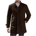 thumbnail image 2 of Timoontee Men's Classic Fit Trentch Coat Casual Long Sleeve Stand Collar Jacket Coat Solid Single Breasted Pea Coat Windproof Spring Winter Overcoat Coffee XXL, 2 of 6