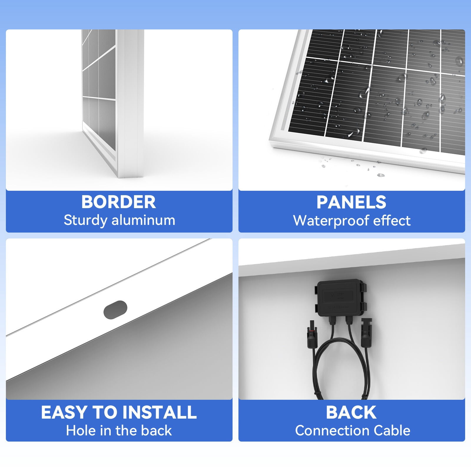 ECO-Baeerss 200W Solar Panel 12V/24V Battery Charge RV Marine Rooftop Home Off-Grid Charger