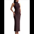 thumbnail image 3 of Vestido Informal de Punto Acanalado para Mujer, Sin Mangas, Ajustado, Elegante, para Salir A la Playa o Vacaciones. Color Café M, 3 of 10